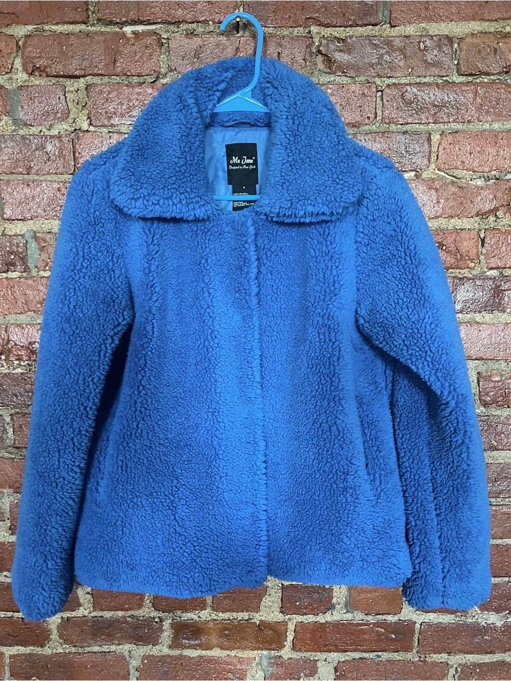 Blue Sherpa Teddy Coat Women's Jacket faux fur